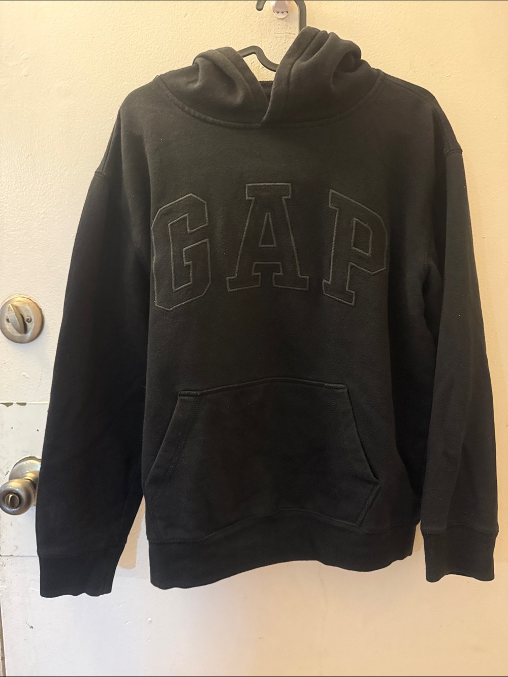 GAP Black Crewneck Hoodie with Embroidered Logo